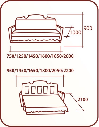 Прямой диван Аккордеон Бук 155 классика в Лангепасе - изображение 1